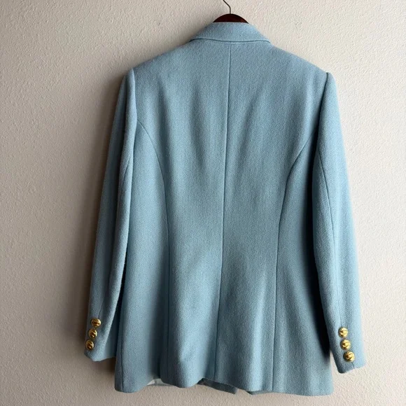 Neiman Marcus Wool Blend Light Blue Tweed Skirt Suit Luxury Blazer 8 Skirt 10 - Picture 2 of 16